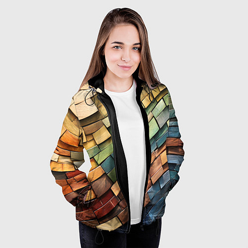 Женская куртка Волнистая мозаика / 3D-Черный – фото 3