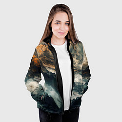 Куртка с капюшоном женская Иллюстрация хаоса в грубом стиле, цвет: 3D-черный — фото 2