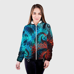 Куртка с капюшоном женская Оптическая абстракция узор, цвет: 3D-белый — фото 2