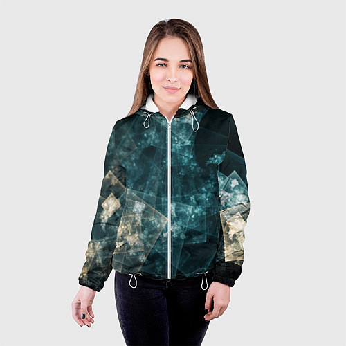 Женская куртка Абстрактный космос геометрия / 3D-Белый – фото 4