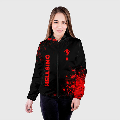 Женская куртка Hellsing - red gradient вертикально / 3D-Черный – фото 4