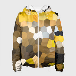 Куртка с капюшоном женская Желто белая мозаика, цвет: 3D-белый