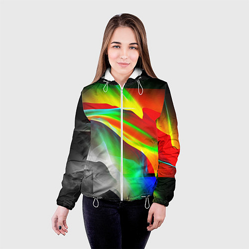 Женская куртка Текстура краски / 3D-Белый – фото 4