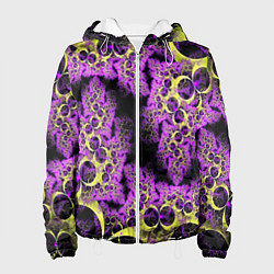 Куртка с капюшоном женская Абстракция фракталов, цвет: 3D-белый