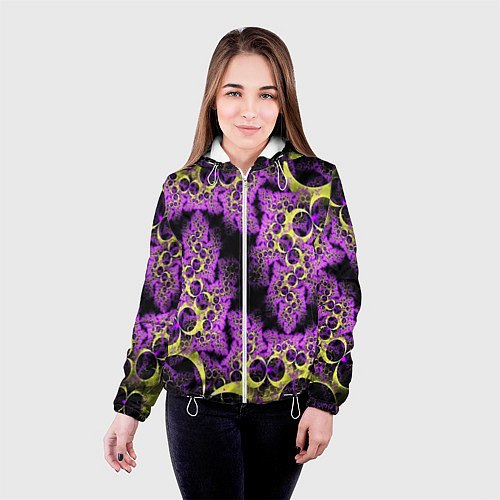 Женская куртка Абстракция фракталов / 3D-Белый – фото 4