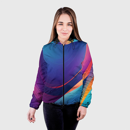 Женская куртка Красивый градиент абстракция / 3D-Черный – фото 4