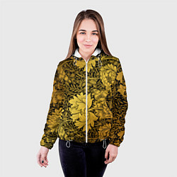 Куртка с капюшоном женская Золотые подсолнухи, цвет: 3D-белый — фото 2