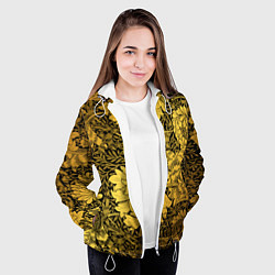 Куртка с капюшоном женская Золотые подсолнухи, цвет: 3D-белый — фото 2