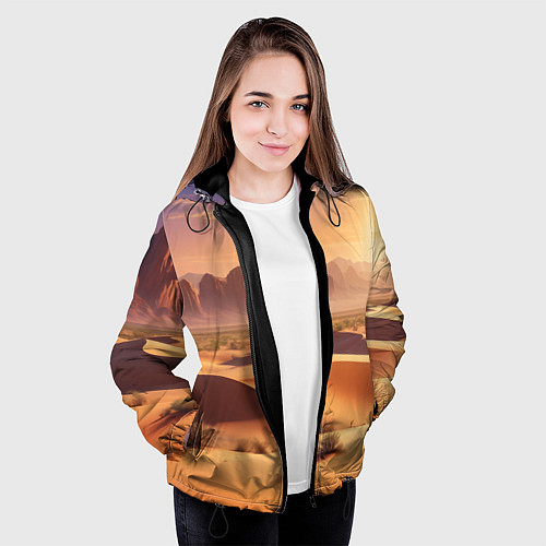 Женская куртка Закат в жаркой пустыне / 3D-Черный – фото 3