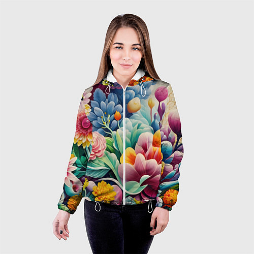 Женская куртка Объемные цветы лето / 3D-Белый – фото 4