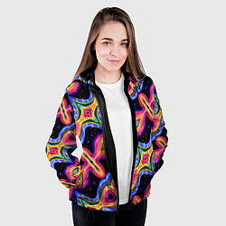Куртка с капюшоном женская Красочный психоделический узор, цвет: 3D-черный — фото 2