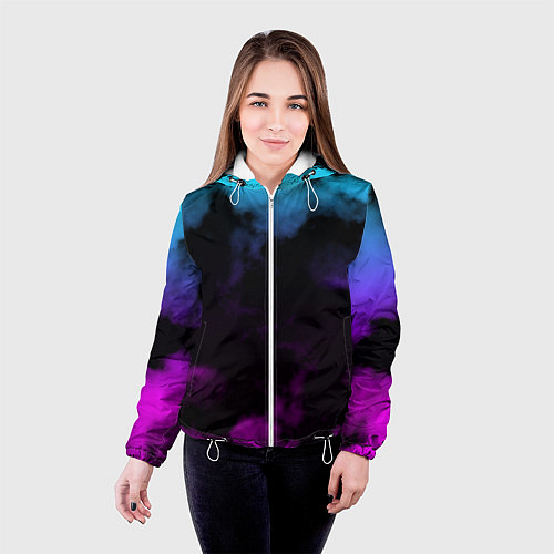 Женская куртка Градиент - дым / 3D-Белый – фото 4