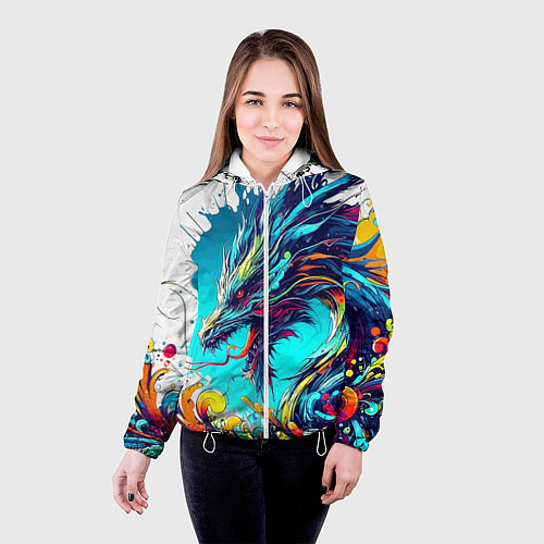 Женская куртка Japanese dragon - tattoo irezumi / 3D-Белый – фото 4