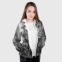 Куртка с капюшоном женская Абстракция оптический узор, цвет: 3D-белый — фото 2