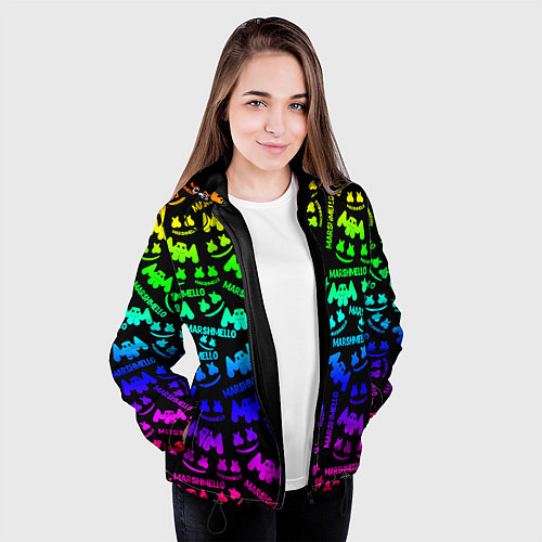 Женская куртка Marshmello neon steel pattern / 3D-Черный – фото 3