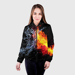 Куртка с капюшоном женская Столкновения огня и воды, цвет: 3D-черный — фото 2