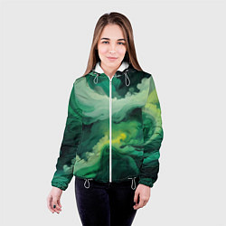 Куртка с капюшоном женская Изумрудные волны, цвет: 3D-белый — фото 2