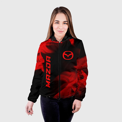 Женская куртка Mazda - red gradient вертикально / 3D-Черный – фото 4