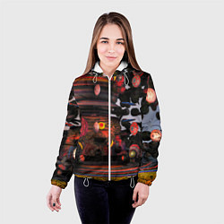 Куртка с капюшоном женская Оптические фигуры абстракция, цвет: 3D-белый — фото 2