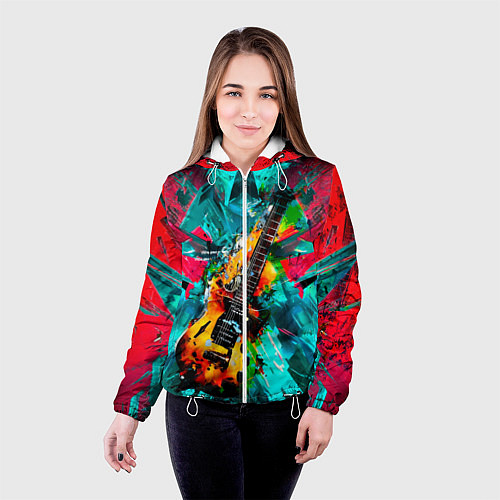 Женская куртка Электрогитара в красках / 3D-Белый – фото 4