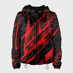 Куртка с капюшоном женская Red stripes on a black background, цвет: 3D-черный