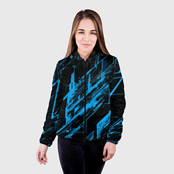 Куртка с капюшоном женская Blue stripes on a black background, цвет: 3D-черный — фото 2