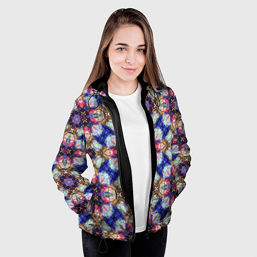 Женская куртка Пестрый калейдоскопический узор / 3D-Черный – фото 3