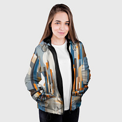 Куртка с капюшоном женская Архитектура город абстракция, цвет: 3D-черный — фото 2