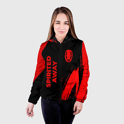 Куртка с капюшоном женская Spirited Away - red gradient вертикально, цвет: 3D-черный — фото 2