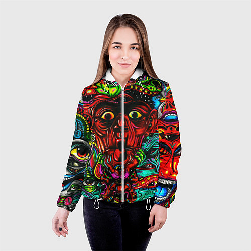 Женская куртка Мексиканский стиль психоделика / 3D-Белый – фото 4
