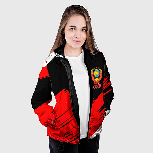 Женская куртка СССР краски абстрактные текстура / 3D-Черный – фото 3