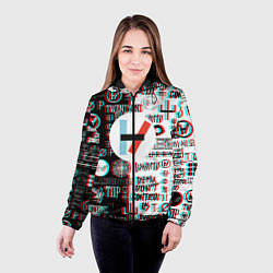 Куртка с капюшоном женская Twenty one pilots glitch pattern, цвет: 3D-черный — фото 2