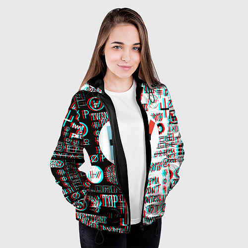 Женская куртка Twenty one pilots glitch pattern / 3D-Черный – фото 3