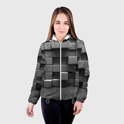 Куртка с капюшоном женская Текстура кубы, цвет: 3D-белый — фото 2