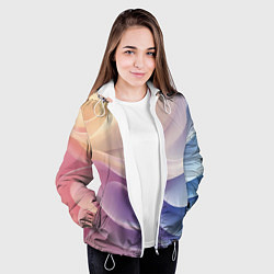 Куртка с капюшоном женская Текстура с градиентом волны, цвет: 3D-белый — фото 2