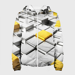 Куртка с капюшоном женская Оптические кубы текстура, цвет: 3D-белый