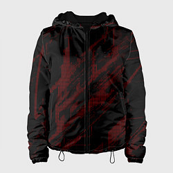 Куртка с капюшоном женская Красные точки на чёрном фоне, цвет: 3D-черный