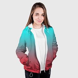 Куртка с капюшоном женская Абстрактно неоновый градиент, цвет: 3D-белый — фото 2