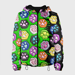Куртка с капюшоном женская Паттерн лапка слайм, цвет: 3D-черный