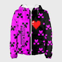 Куртка с капюшоном женская Minecraft love game, цвет: 3D-белый