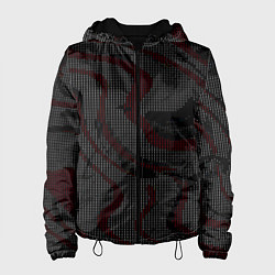 Женская куртка Красно-белые точки на чёрном фоне