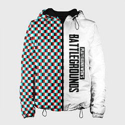 Куртка с капюшоном женская PUBG глитч клетка, цвет: 3D-черный