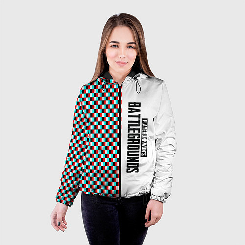 Женская куртка PUBG глитч клетка / 3D-Черный – фото 4