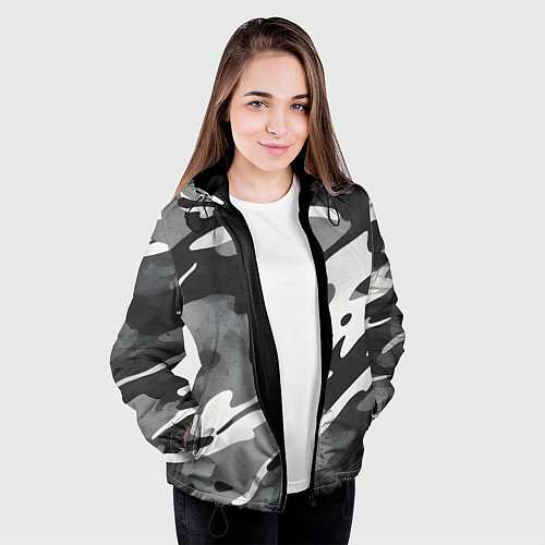Женская куртка Черно белый камуфляж / 3D-Черный – фото 3