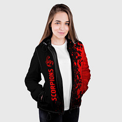 Куртка с капюшоном женская Scorpions - red gradient по-вертикали, цвет: 3D-черный — фото 2