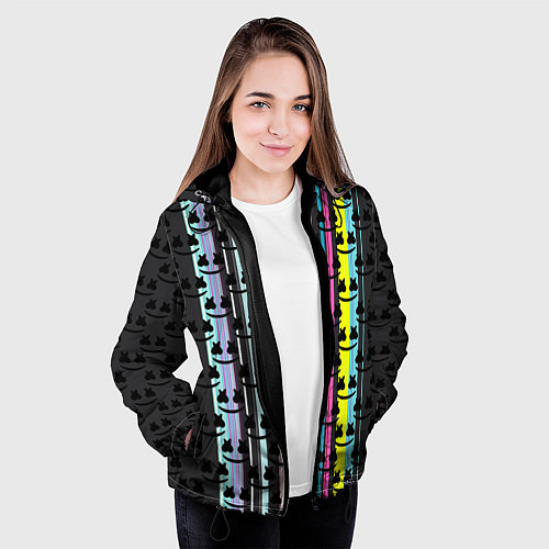 Женская куртка Marshmello dj pattern line / 3D-Черный – фото 3