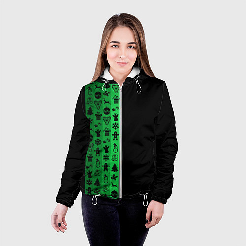 Женская куртка Новогодние узоры / 3D-Белый – фото 4