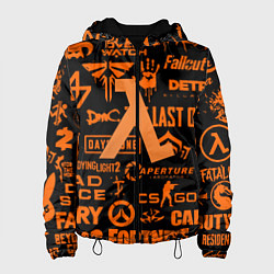 Куртка с капюшоном женская Half-life pattern game, цвет: 3D-черный