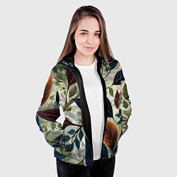 Куртка с капюшоном женская Листья искусство, цвет: 3D-черный — фото 2