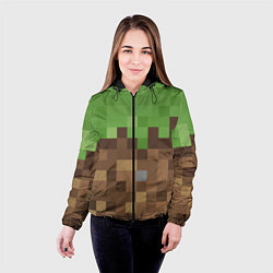 Куртка с капюшоном женская Earth - Minecraft, цвет: 3D-черный — фото 2